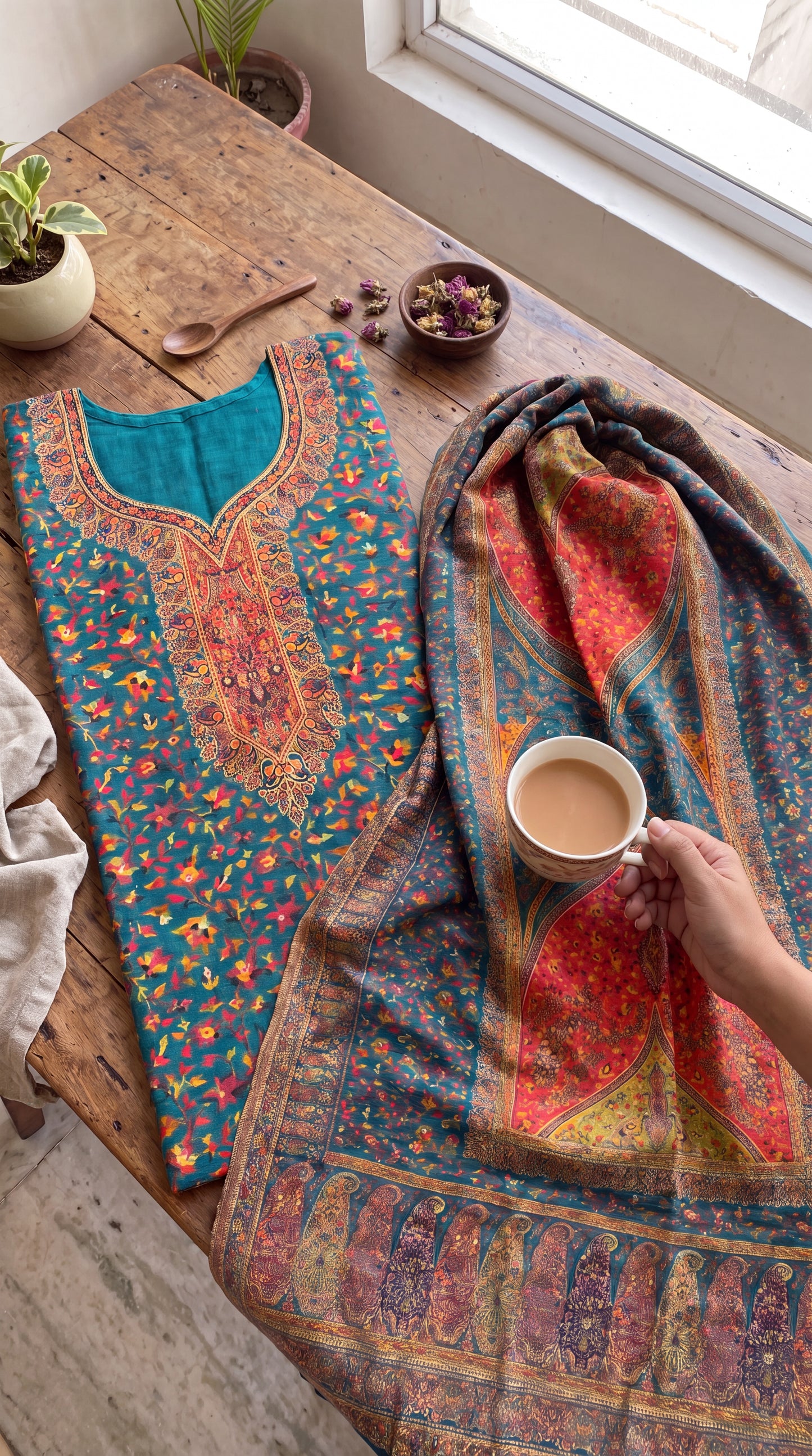 Blue Silk Kaani Suit