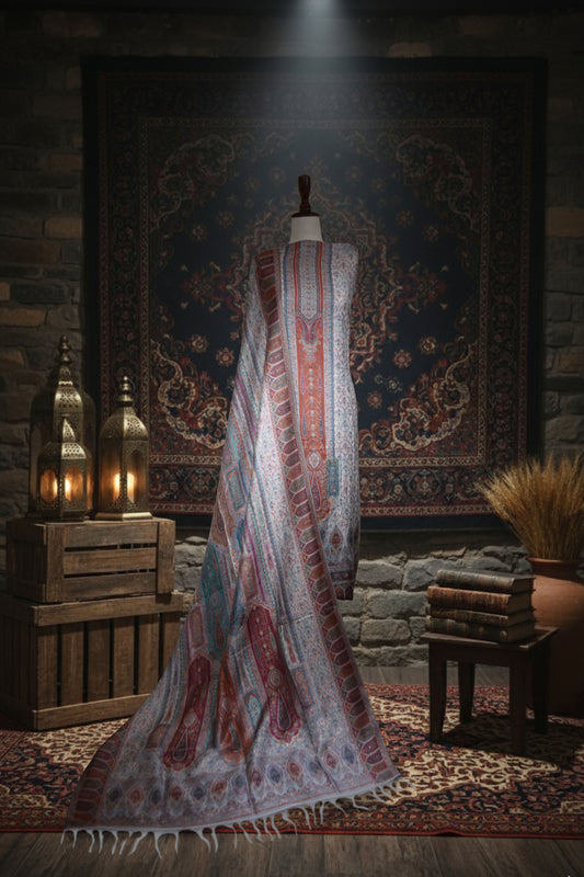 Silk Kaani White Suit