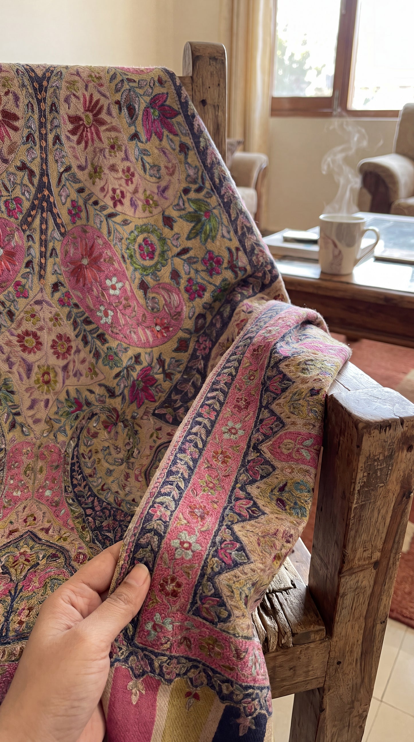 Kaani Shawl Pink Pure