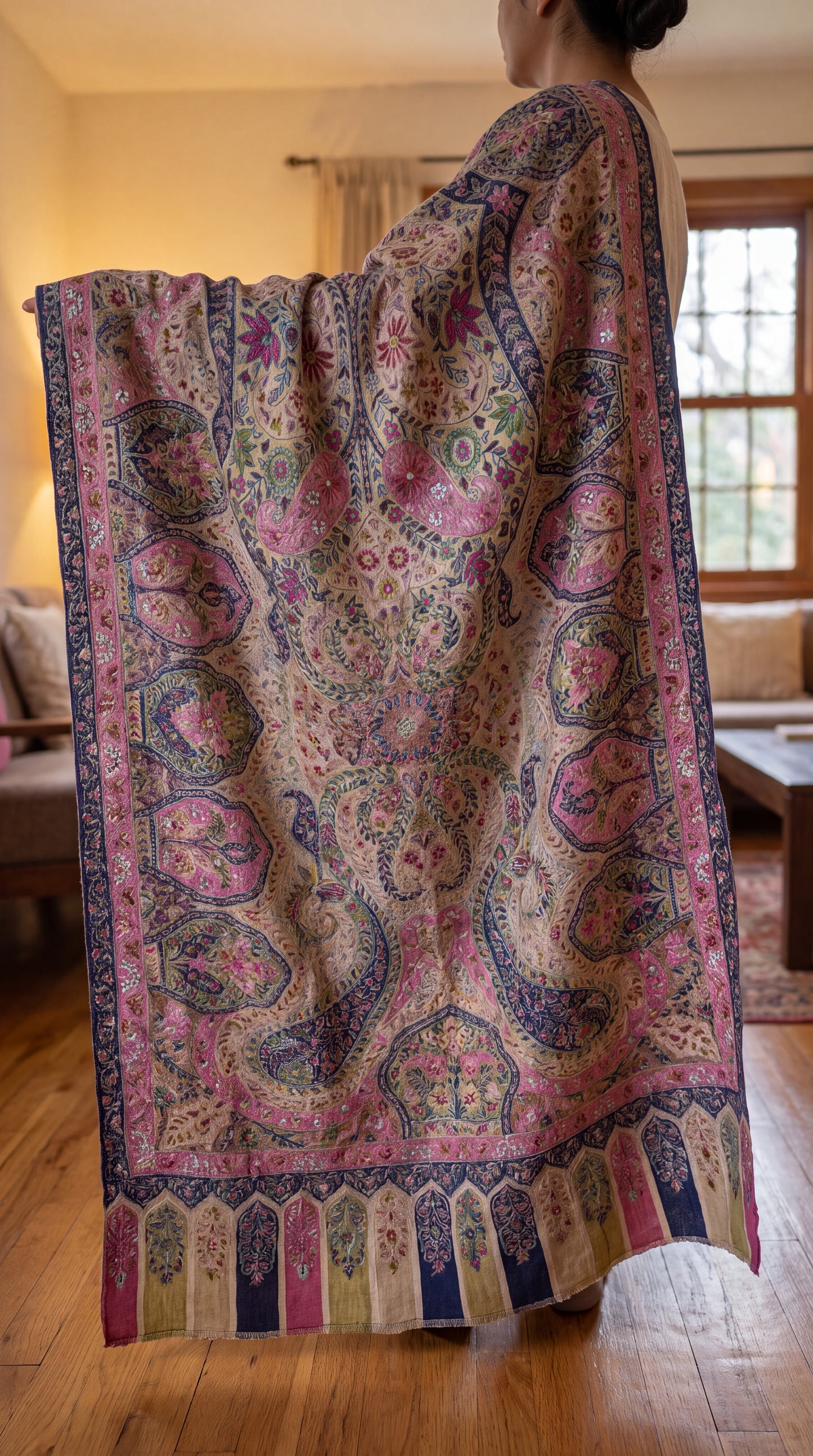 Kaani Shawl Pink Pure