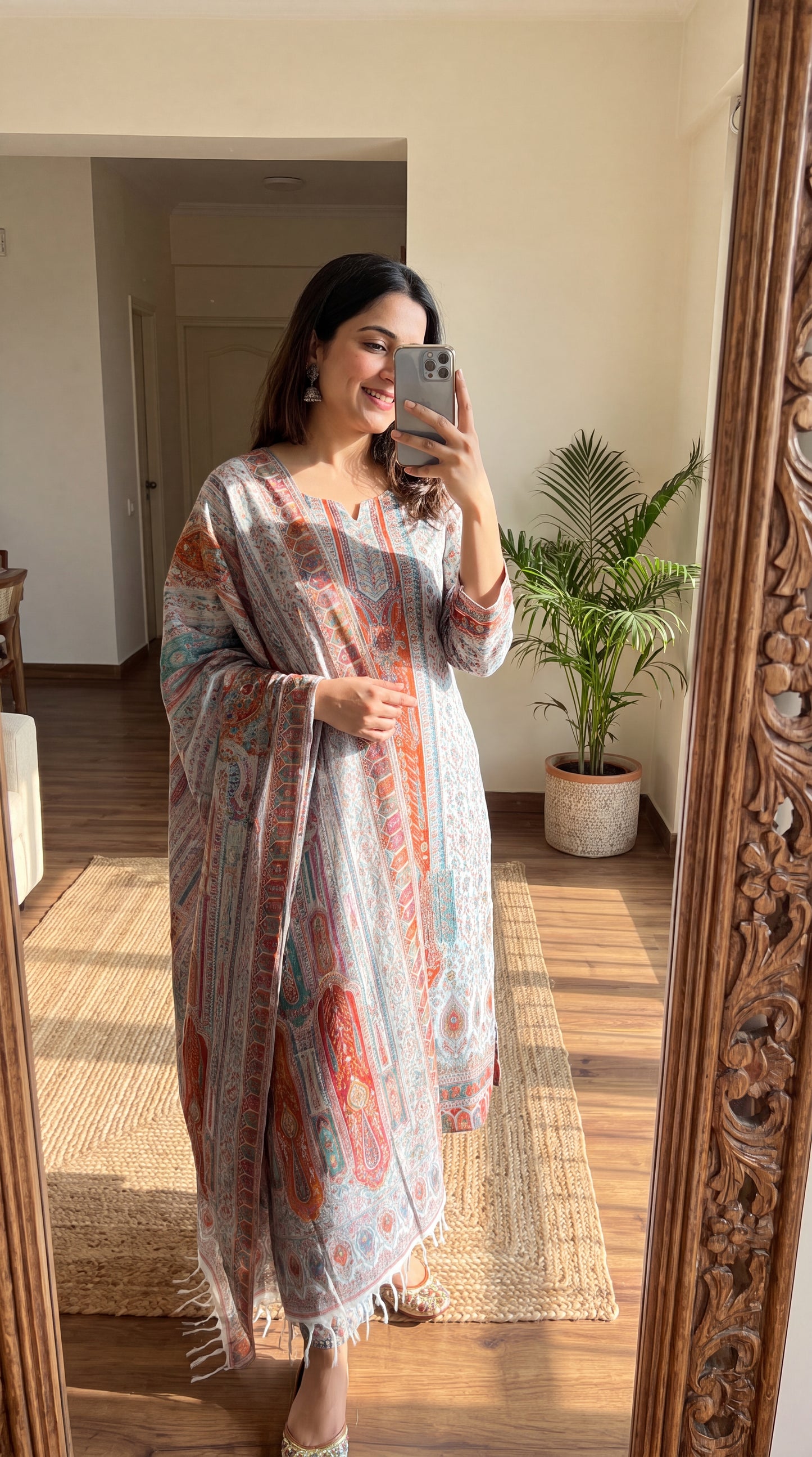 Silk Kaani White Suit